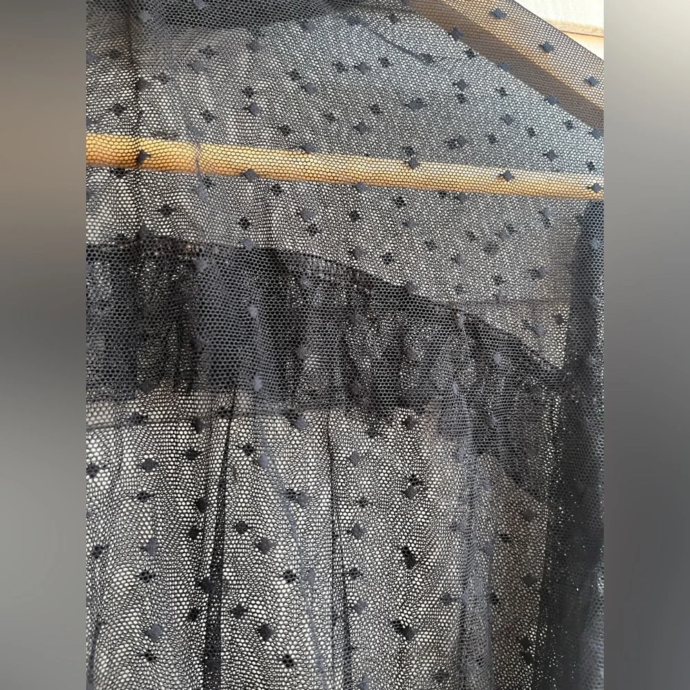 Black Ruffle Mesh Top - Picture 3 of 4